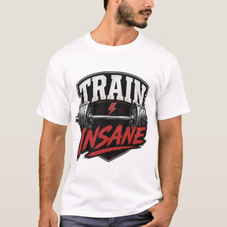 Train Insane Gym Motivation Retro Hantel T-Shirt