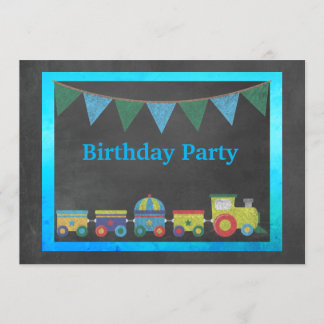 TRAIN KINDER CHALKBOARD GEBURTSTAG EINLADUNG
