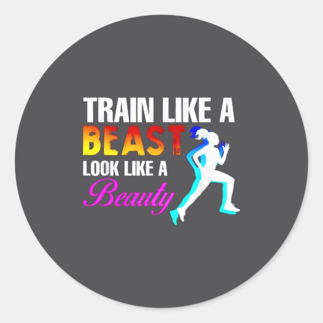Train Like A Look Like A Beauty Fitness  Runder Aufkleber (Vorderseite)