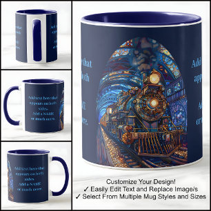 Train Loco Motor Verlassend Tunnel Imitate Mosaic  Tasse