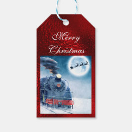 Train Merry Christmas Santa Red Foil Geschenkanhänger