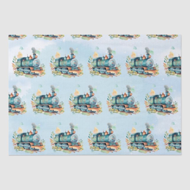 Train Motor Boy Birthday Seidenpapier (Vorderseite)