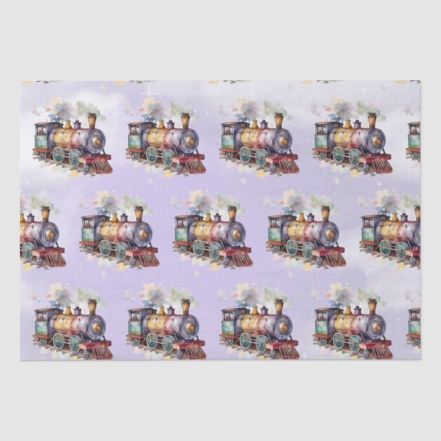 Train Motor Boy Birthday Seidenpapier (Vorderseite)
