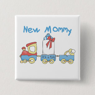 Train New Mommy of Boy Tshirts and Gifts Button
