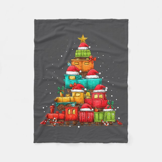 Train Railroad Locomotive Christmas Tree Xmas Hat  Fleecedecke (Vorderseite)