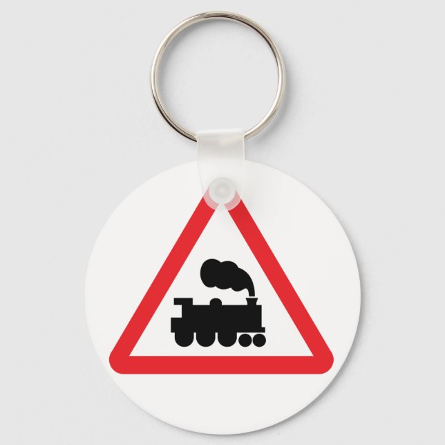 Train Road Sign Schlüsselanhänger (Vorderseite)
