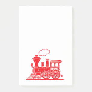 Train rouge de vapeur appelé notes de post-it