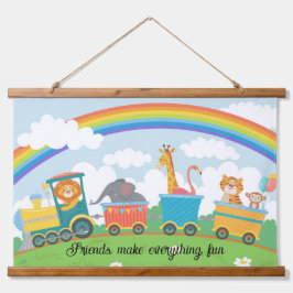 Train Safari Baby Kinderzimmer oder Kinderzimmer Wandteppich Mit Holzrahmen