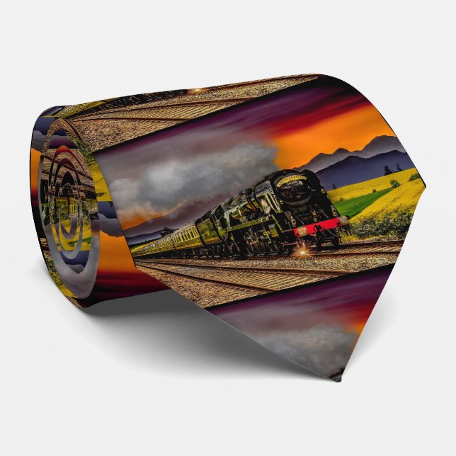 Train Scene Necktie Krawatte (Gerollt)