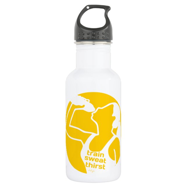 TRAIN SWEAT DRITTE (F) gelb Trinkflasche (Vorderseite)