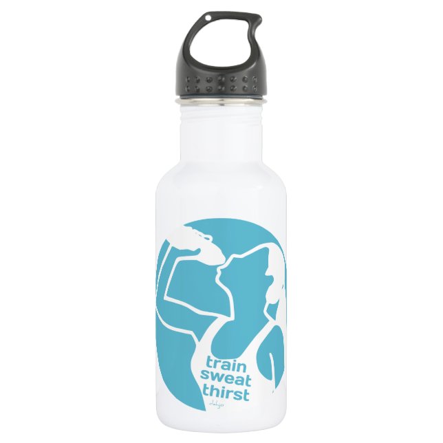 TRAIN SWEAT DRITTEL (F) blau Edelstahlflasche (Vorderseite)