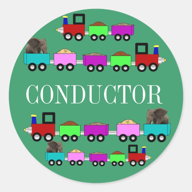 Train Themed Birthday Party Gunst Runder Aufkleber (Vorderseite)