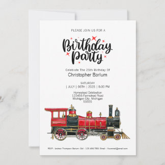 Train Themed Bitte schließen Sie sich der Geburtst Einladung