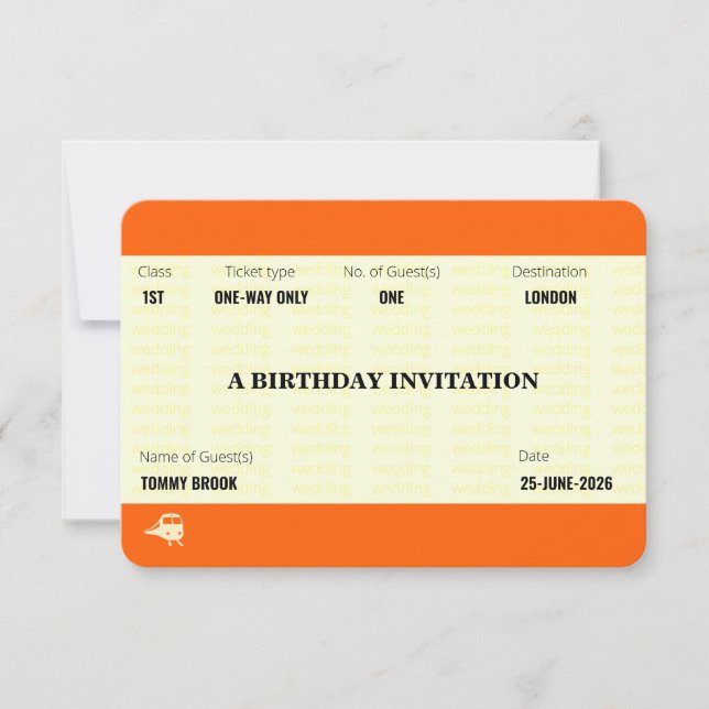 Train Ticket Inspired | Birthday Einladung (Vorderseite)