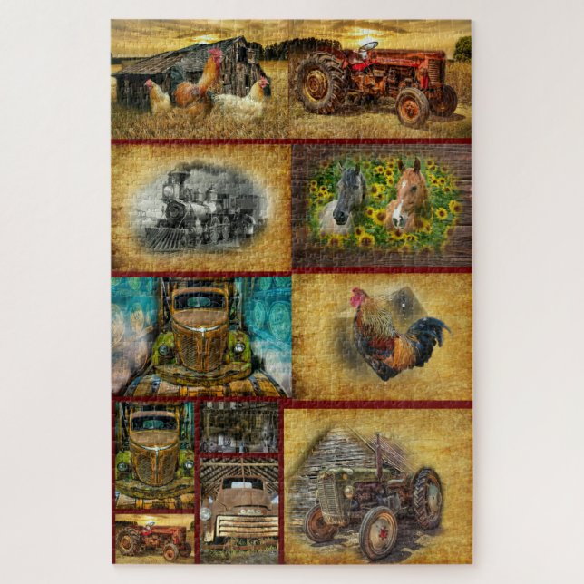 Train Tractor Trucks Horses Rooster Hens (Vertikal)
