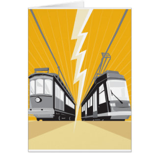 Train vintage et moderne de tram de tramway