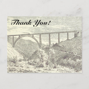 Train vintage sur le pont, "Merci !" Carte postale