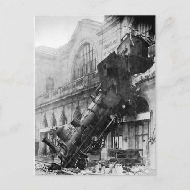 Train Wreck à Montparnasse Carte postale (Devant)