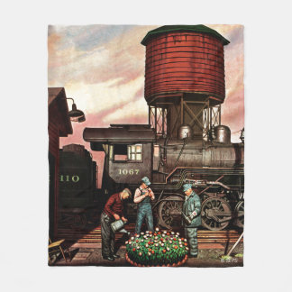 Train Yard Flower Garden von Stevan Dohanos Fleecedecke