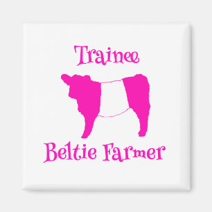 Trainee Beltie Bauer Pink Belted Galloway Kühe Magnet