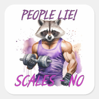 Trainer, Athlet, Dumbells Quadratischer Aufkleber