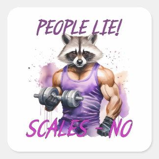 Trainer, Athlet, Dumbells Quadratischer Aufkleber