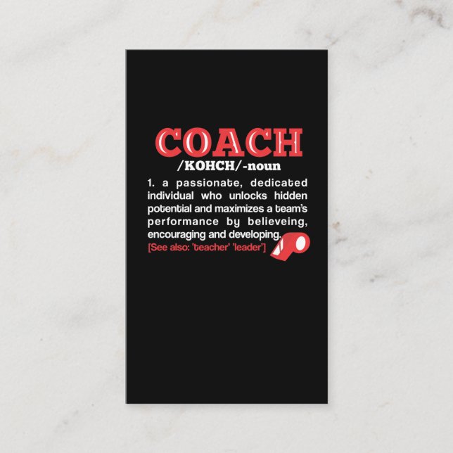 Trainer-Definitions-lustiges Team coachte Visitenkarte (Vorderseite)