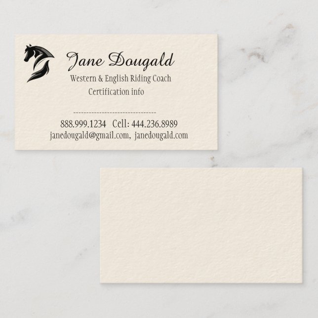 Trainer für Pferdereiten Visitenkarte (Vorne/Hinten)