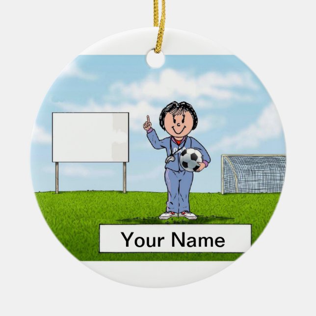 Trainer, Fußball - Frauen Keramik Ornament (Vorne)