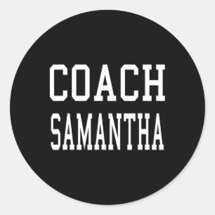 Trainer Samantha Maßgeschneiderter Fußfußball Fußb Runder Aufkleber