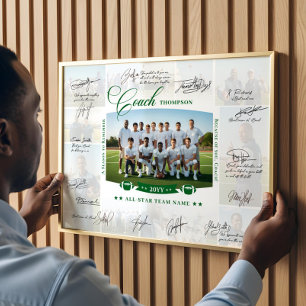 Trainer-Würdigungs-Collage Football-Team-Unterschr Poster