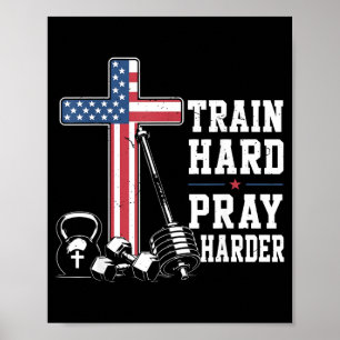 Trainiere Hart Bete Mehr Christliches Workout Patr Poster