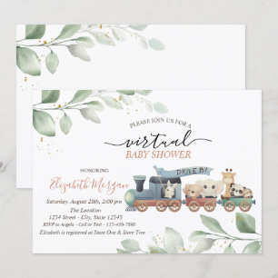 Trainiere Tiere Virtuelle Vorbeifahrt Baby Shower Einladung