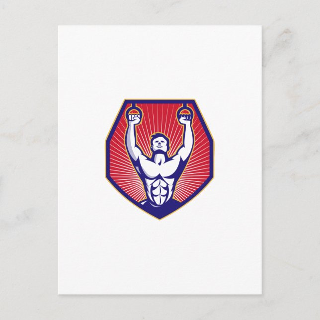 Training Athlete Rings Retro Postkarte (Vorderseite)