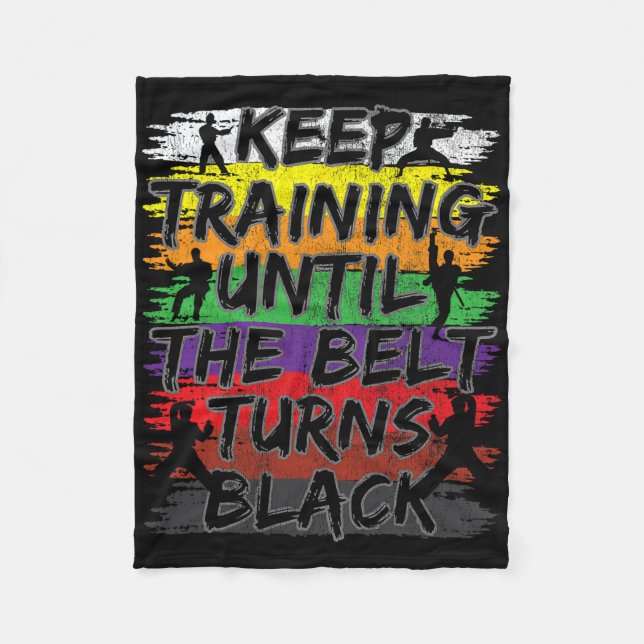 Training behalten, bis der Gürtel zum Black Karate Fleecedecke (Vorderseite)
