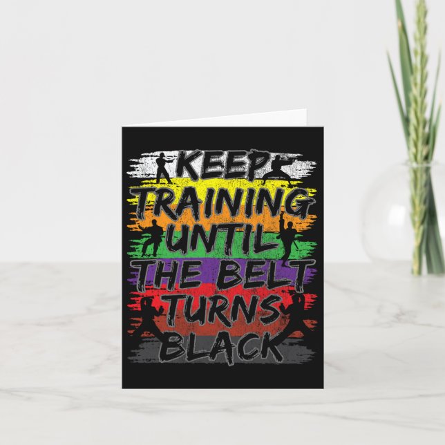 Training behalten, bis der Gürtel zum Black Karate Karte (Vorderseite)