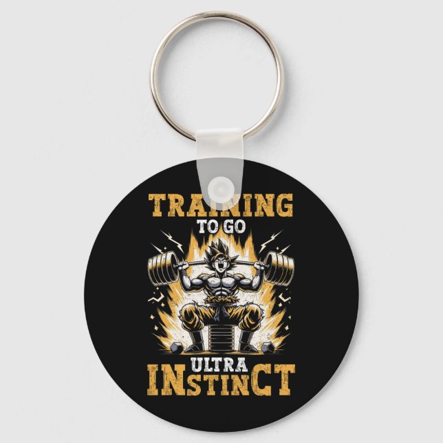 Training für Ultra Instinkte Gym-Gewichtszunahme Schlüsselanhänger (Vorderseite)