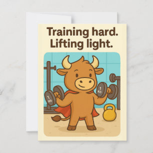 Training Hard Bullio Postcard - Funny Gym Spaß Postkarte