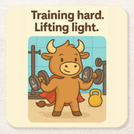 Training Hard, Lifting Light - Funny Bullio Gym Co Rechteckiger Pappuntersetzer