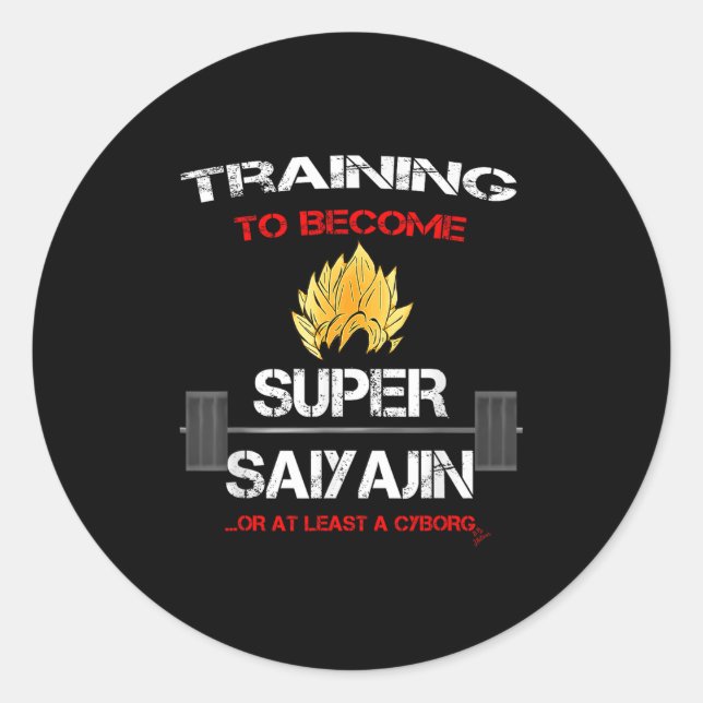 Training To Become A Super Saiyajin - Fun Fitness  Runder Aufkleber (Vorderseite)