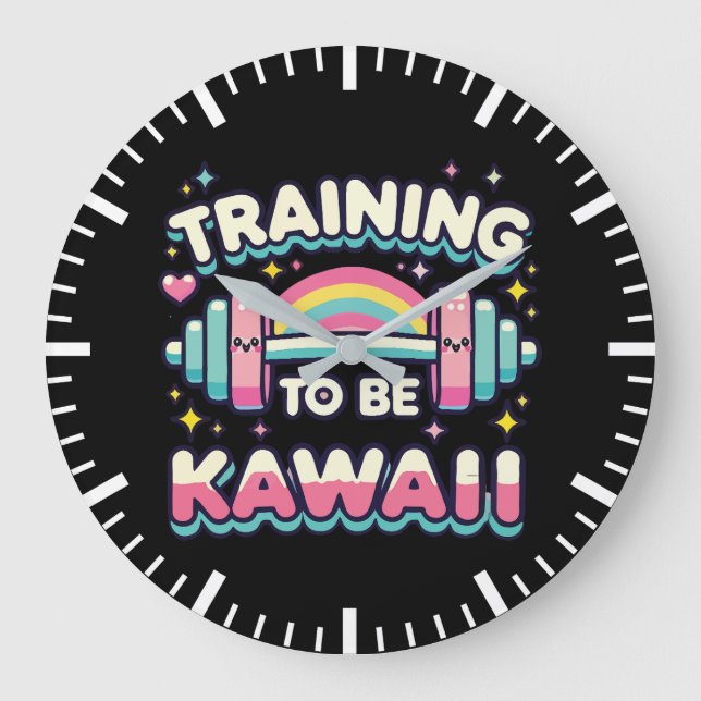 Training zu sein Kawaii - Niedliches Funny Anime W Große Wanduhr (Vorderseite)