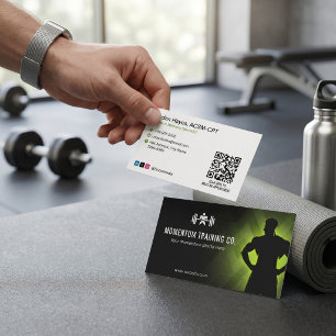 Trainings-Fitness-Coach Schwarz-Weiß-Barcode Visitenkarte