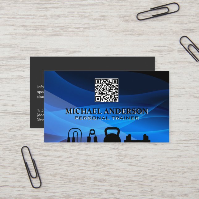 Trainingsausrüstung | Fitness | QR Visitenkarte (Vorderseite/Rückseite Beispiel)