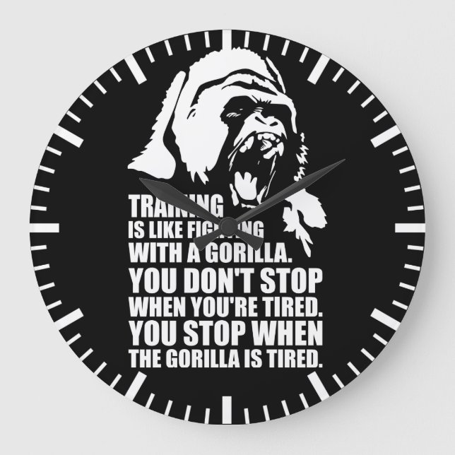 Trainingsmotivation - Training - Kampf gegen Goril Große Wanduhr (Vorderseite)