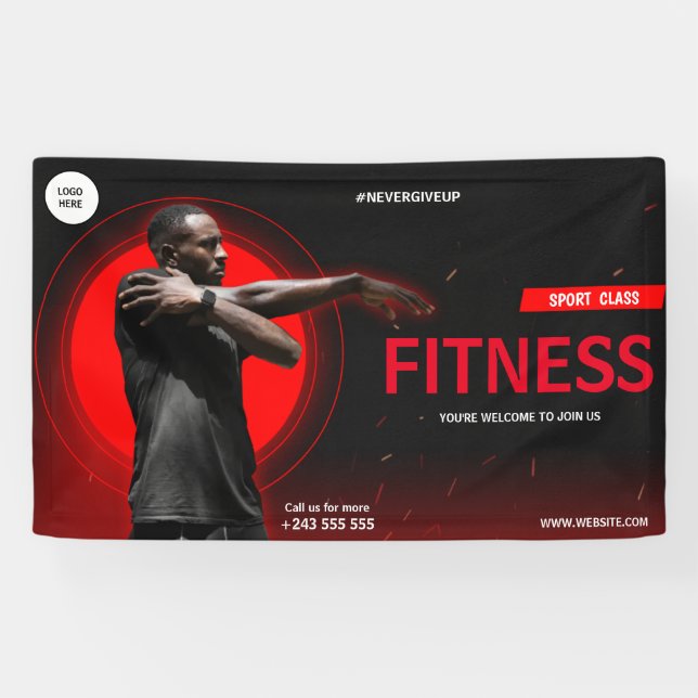 Trainingsübungen für die Fitness in Schwarz und Ge Banner (Horizontal)