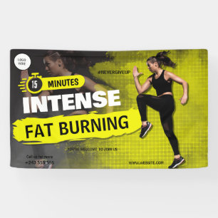 Trainingsübungen für die Fitness in Schwarz und Ge Banner