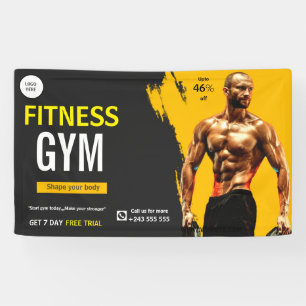 Trainingsübungen für die Fitness in Schwarz und Ge Banner