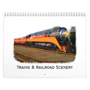 Trains et calendrier mural de paysage de chemin de
