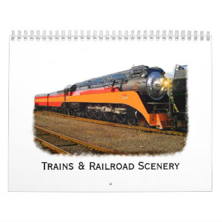 Trains et calendrier mural de paysage de chemin de