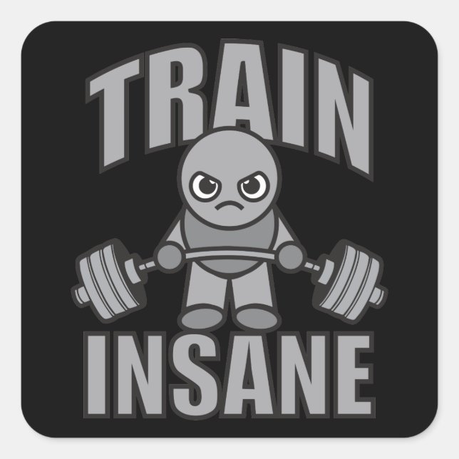 TRAINSANE - Workout Cartoon Anime Motivierend Quadratischer Aufkleber (Vorderseite)